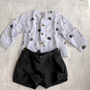 Babidu Blue & Black Hedgehog Print Shorts Set for Baby Boys